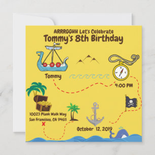 Fiesta de Cumpleaños Pirata Mapa del Tesoro Amaril
