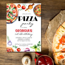 Fiesta de cumpleaños Pizza plantilla temática ital