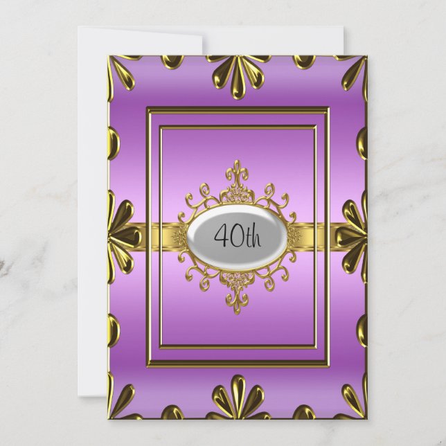 Fiesta de cumpleaños púrpura invitación púrpuraGol (Anverso)