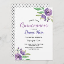 Fiesta de cumpleaños Quinceañera Invitación Lilac