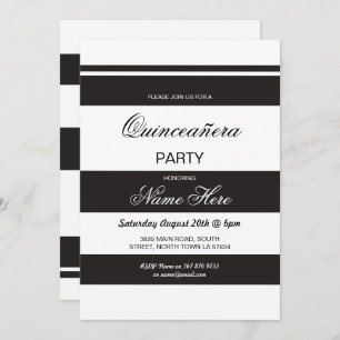 Fiesta de cumpleaños Quinceanera Invitación negra