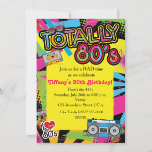 Fiesta de Cumpleaños Retro de los 80 Invitación