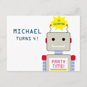 Fiesta de cumpleaños Robot, invitaciones postales