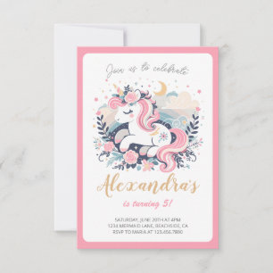Fiesta de cumpleaños rosa del Chica unicornio mági
