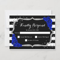 Fiesta de cumpleaños RSVP - Tarjeta azul real de c
