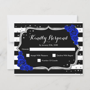 Fiesta de cumpleaños RSVP - Tarjeta azul real de c