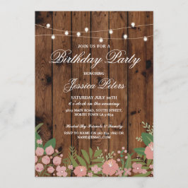 Fiesta de cumpleaños rústica Invitación a la Mader