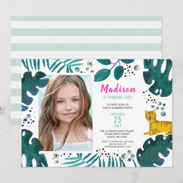 Fiesta de Cumpleaños | Selva de Tigre | Invitacion (Anverso / Reverso)