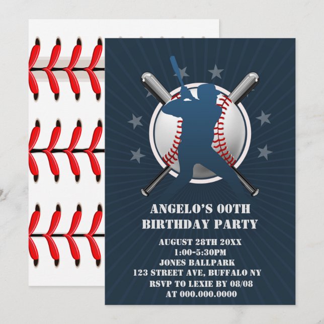 Fiesta de cumpleaños sobre el tema del béisbol (Anverso / Reverso)