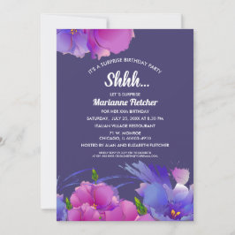 Fiesta de cumpleaños sorpresa. Invitaciones floral