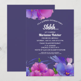 Fiesta de cumpleaños sorpresa. Invitaciones floral