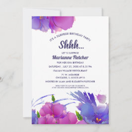 Fiesta de cumpleaños sorpresa. Invitaciones floral