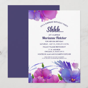 Fiesta de cumpleaños sorpresa. Invitaciones floral