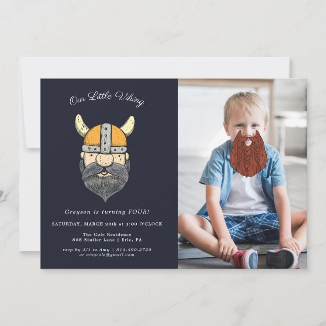 Fiesta de cumpleaños vikinga | Divertida barba en  (Anverso)
