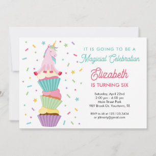 Fiesta de Cupcakes de Unicornio Invitación de cump