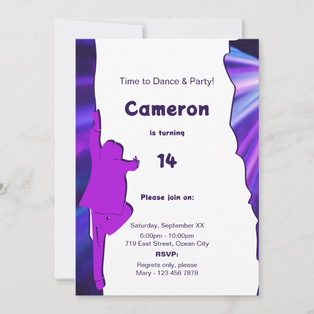 Fiesta de Danza Divertida Invitación a Cumpleaños  (Anverso)
