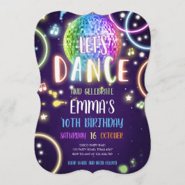Fiesta de danza Neon Glow Disco Invitación al cump