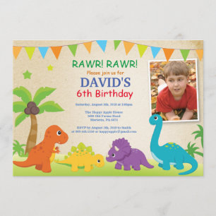 Fiesta de Dino de la invitación del cumpleaños del