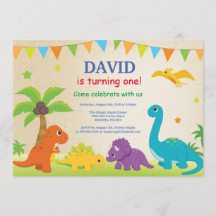 Fiesta de Dino de la invitación del cumpleaños del