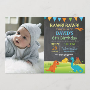 Fiesta de Dino de la invitación del cumpleaños del
