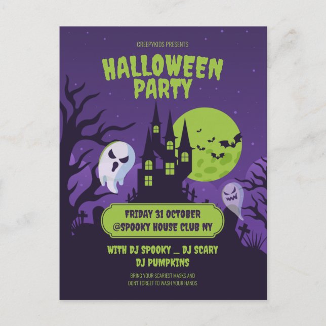 Fiesta de disfraces de Halloween Invitación a fies (Anverso)