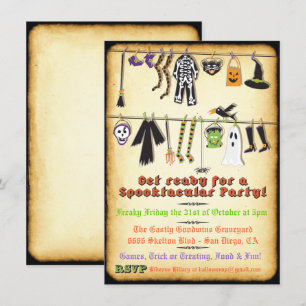 Fiesta de disfraces de Halloween Invitación en lín