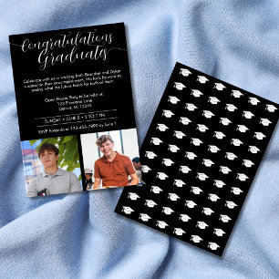 Fiesta de Doble Graduación Invitación de Negro y B