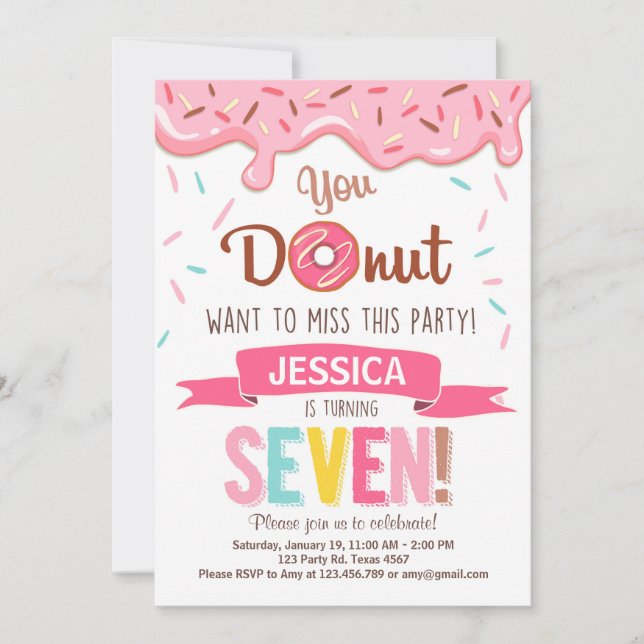 Fiesta de donut de la invitación a la fiesta de cu (Anverso)