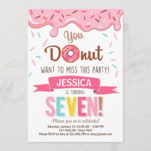 Fiesta de donut de la invitación a la fiesta de cu