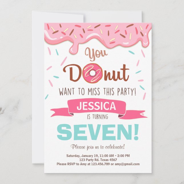 Fiesta de donut de la invitación a la fiesta de cu (Anverso)
