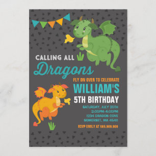 Fiesta de Dragon Birthday Invitación Caballeros y 