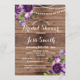 Fiesta de ducha de novia Flores púrpura Invitación