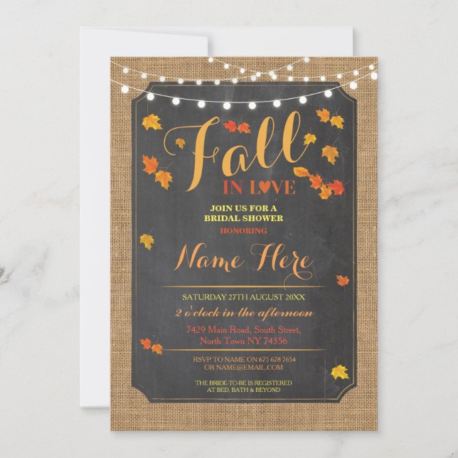 Fiesta de ducha de novia se enamora invitación de  (Anverso)
