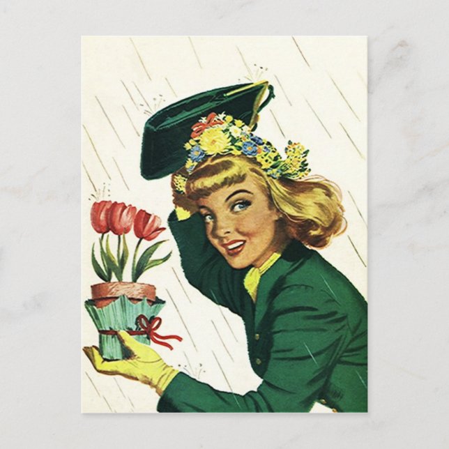 Fiesta de ducha de postales retro vintage Invitar  (Anverso)