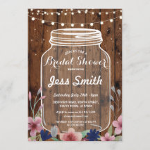 Fiesta de ducha nupcial Invitación floral de Jar W