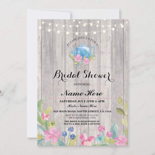 Fiesta de ducha nupcial invitación floral rusa en  (Anverso)