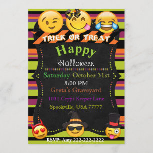 Fiesta de Emoji de Halloween o invitación de cumpl