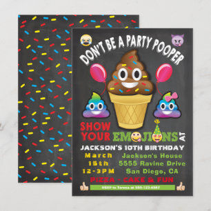 Fiesta de emoji Icecream Pooper Invitación a cumpl