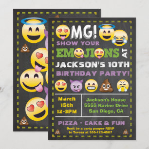 Fiesta de emoji OMG Invitación de nacimiento