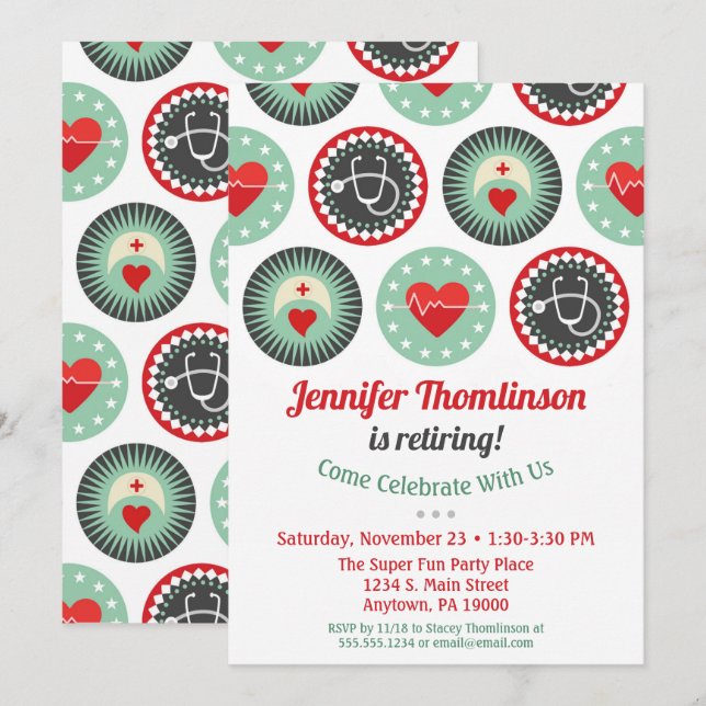 Fiesta de Enfermería de Invitación a Jubilación de (Anverso / Reverso)