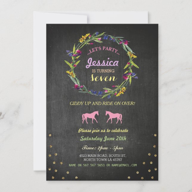 Fiesta de equitación invita a la invitación a la c (Anverso)
