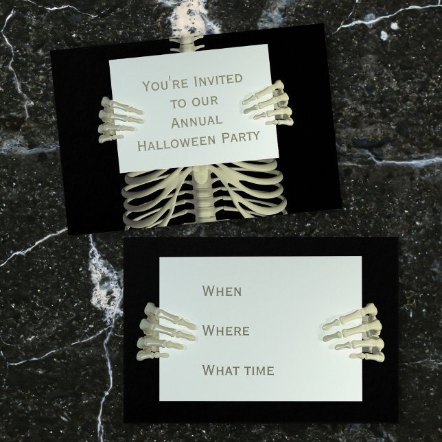Fiesta de esqueleto de Halloween Mini invitaciones (Mini business card sized Halloween party invitations)