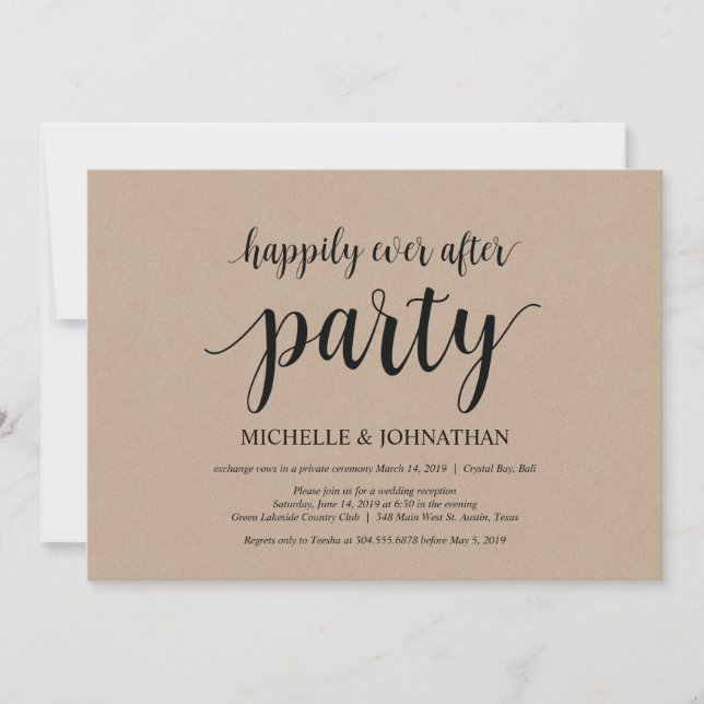 Fiesta de feliz para siempre, invitación de boda f (Anverso)