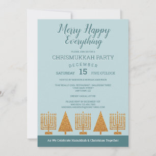 Fiesta de feriado de Chrismukkah Blue con el oro d