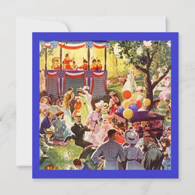 Fiesta De Fiesta Retro En Las Invitaciones De Picn (Anverso)