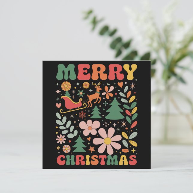 Fiesta de Flores de Navidad Boho Merry Xmas Vacaci (Anverso de pie)