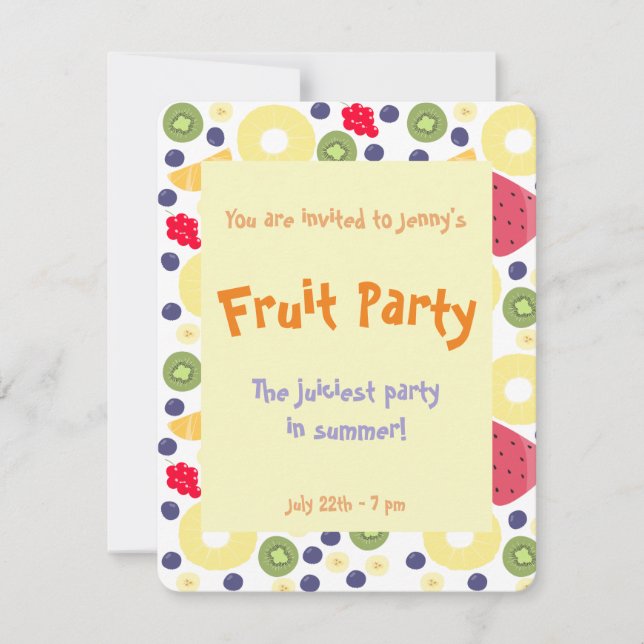 Fiesta de frutas - Invitación (Anverso)