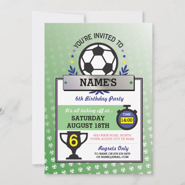 Fiesta de fútbol Deportes Cumpleaños Invitaciones  (Anverso)