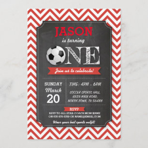 Fiesta de fútbol  primer cumpleaños invitación
