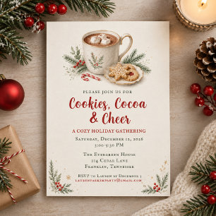 Fiesta de Galletas y Cacao con Acuarela Invitación